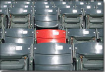 The red seat in the right field bleachers