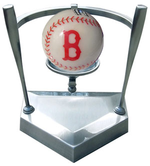 Red Sox cut stone baseball with display stand